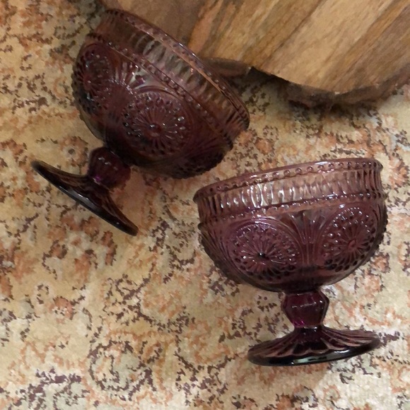 THE PIONEER WOMAN Set-of-2 Adeline Plum Glass Textured Old-Fashioned Sundae NEW - Picture 13 of 17